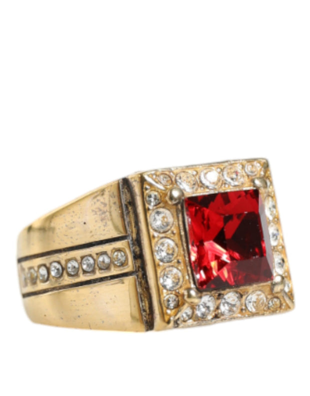 Gold Plated 925 Silver Red Crystal Ring Dolce & Gabbana