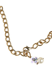 Multicolor Floral Decor Crystal Gold Brass Chain Necklace Dolce & Gabbana