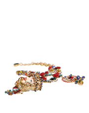 Gold Tone Brass Embellished Ball Chain Statement Necklace Dolce & Gabbana