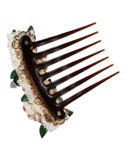 Brown Plastic Crystal Floral Women Hair Comb Dolce & Gabbana