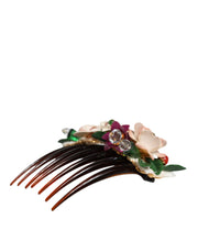 Brown Plastic Crystal Floral Women Hair Comb Dolce & Gabbana