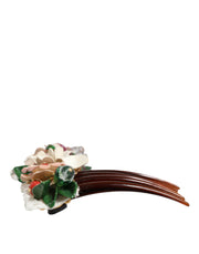 Brown Plastic Crystal Floral Women Hair Comb Dolce & Gabbana