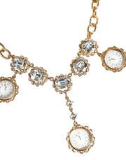 Gold Chain Brass Crystal Clock Statement Necklace Dolce & Gabbana