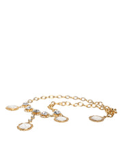 Gold Chain Brass Crystal Clock Statement Necklace Dolce & Gabbana