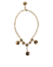 Gold Chain Brass Crystal Clock Statement Necklace Dolce & Gabbana