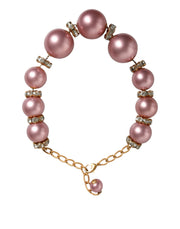 Pink Maxi Faux Pearl Beads Crystals Gold Chain Necklace Dolce & Gabbana