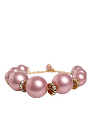 Pink Maxi Faux Pearl Beads Crystals Gold Chain Necklace Dolce & Gabbana