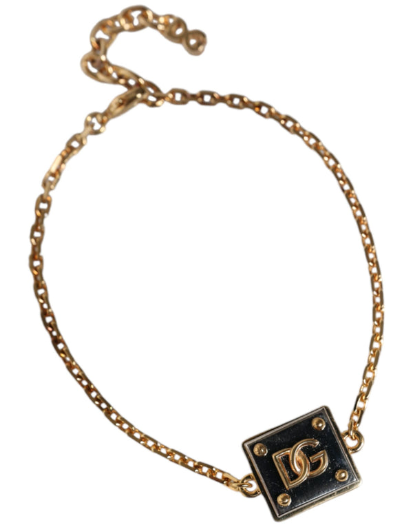 Gold Brass Chain Logo Sicily Pendant Necklace Dolce & Gabbana