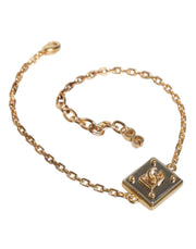 Gold Brass Chain Logo Sicily Pendant Necklace Dolce & Gabbana