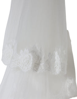 White Floral Lace Nylon Floor Length Wedding Veil Dolce & Gabbana