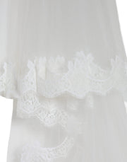 White Floral Lace Nylon Floor Length Wedding Veil Dolce & Gabbana