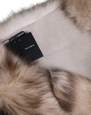 Brown Frost Fox Fur Neck Warmer Winter Scarf Dolce & Gabbana