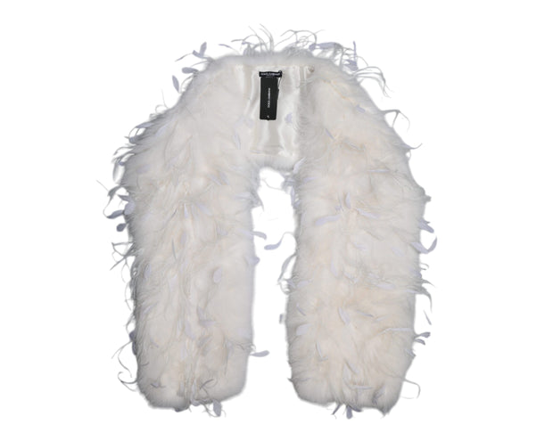 White Fox Rooster Feathers Neck Warmer Scarf Dolce & Gabbana