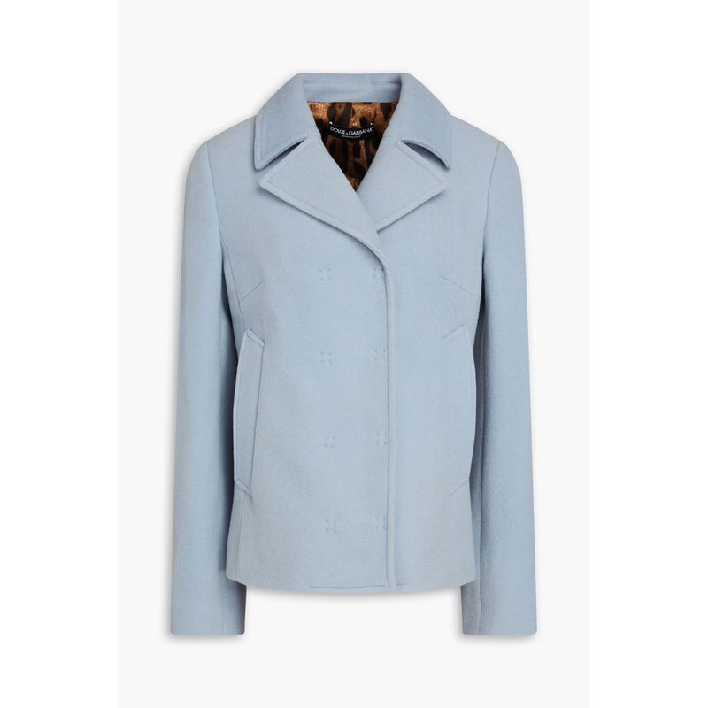 Light Blue Wool Jackets & Coat Dolce & Gabbana