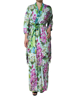 Multicolor Floral Silk Stretch Wrap Dress Dolce & Gabbana