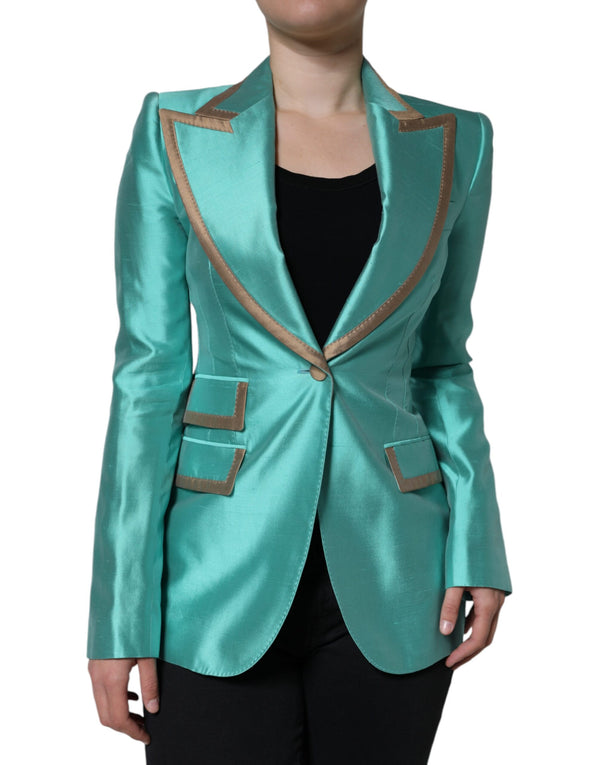 Metallic Green Single Breasted Blazer Jacket Dolce & Gabbana