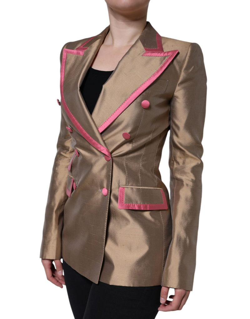 Metallic Brown Double Breasted Blazer Jacket Dolce & Gabbana