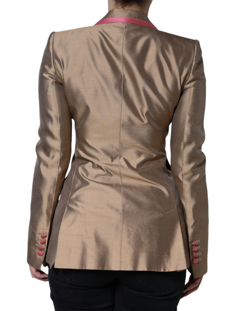 Metallic Brown Double Breasted Blazer Jacket Dolce & Gabbana