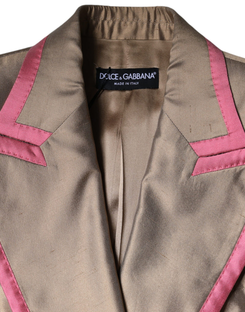 Metallic Brown Double Breasted Blazer Jacket Dolce & Gabbana