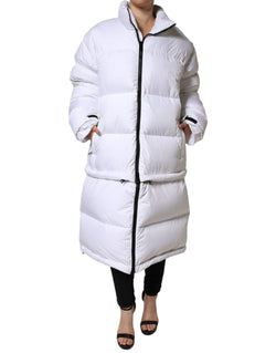 White Puffer Quilted Full Zip Coat Jacket Dolce & Gabbana