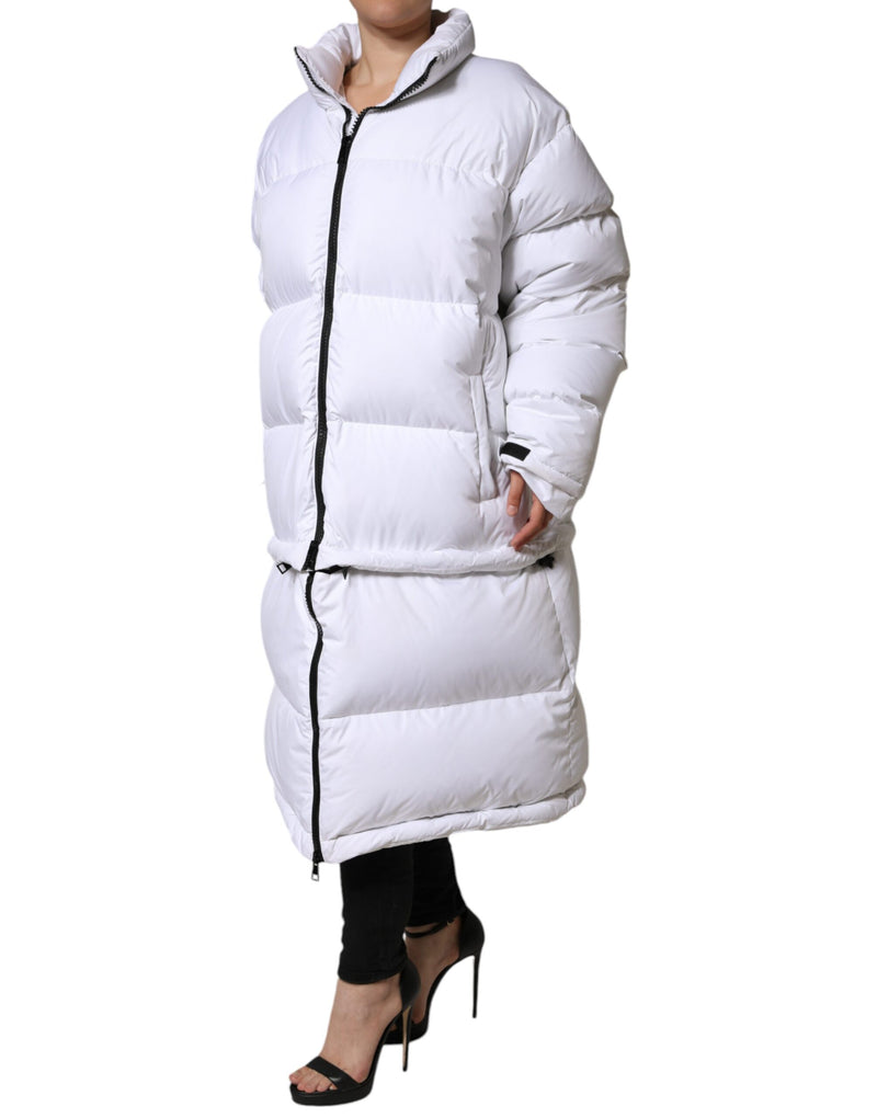 White Puffer Quilted Full Zip Coat Jacket Dolce & Gabbana