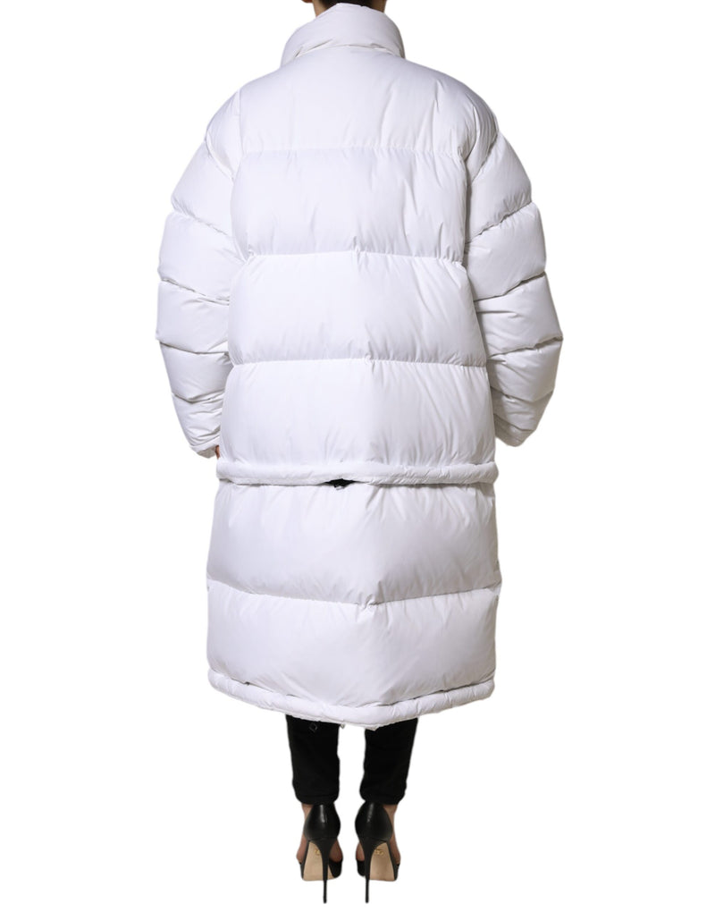 White Puffer Quilted Full Zip Coat Jacket Dolce & Gabbana