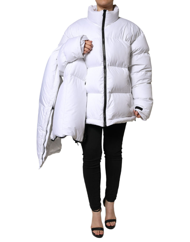 White Puffer Quilted Full Zip Coat Jacket Dolce & Gabbana