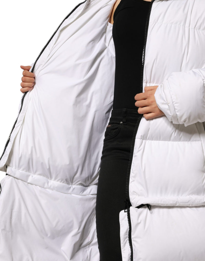 White Puffer Quilted Full Zip Coat Jacket Dolce & Gabbana