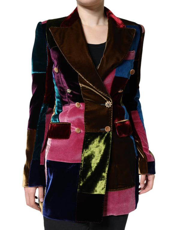 Multicolor Double Breasted Patchwork Blazer Jacket Dolce & Gabbana