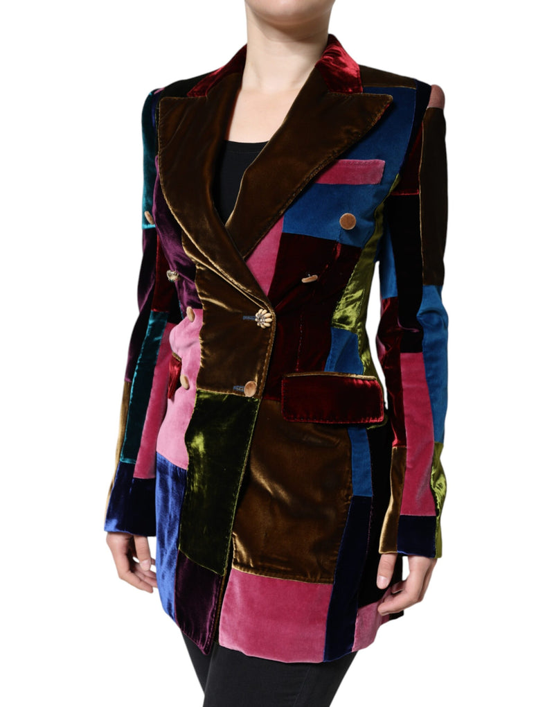 Multicolor Double Breasted Patchwork Blazer Jacket Dolce & Gabbana