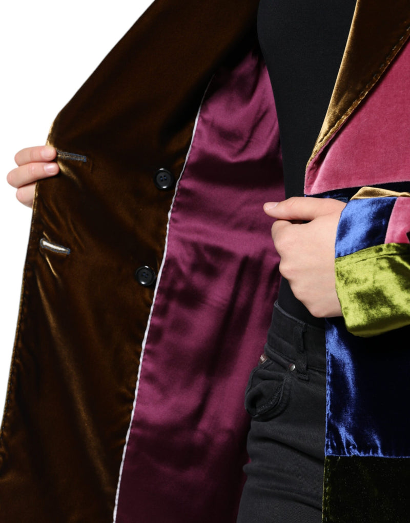 Multicolor Double Breasted Patchwork Blazer Jacket Dolce & Gabbana