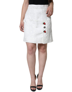 White Floral Brocade Embellished Mini Skirt Dolce & Gabbana