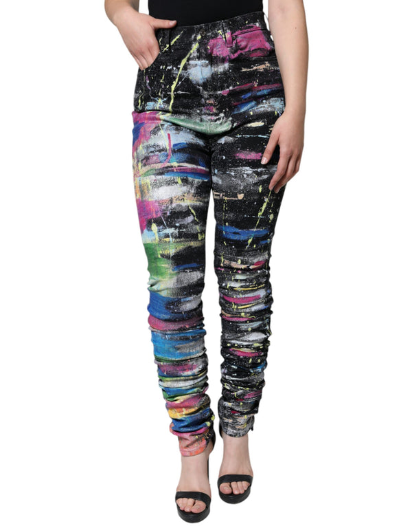 Multicolor Splatter Paint Cotton Skinny Denim Jeans Dolce & Gabbana