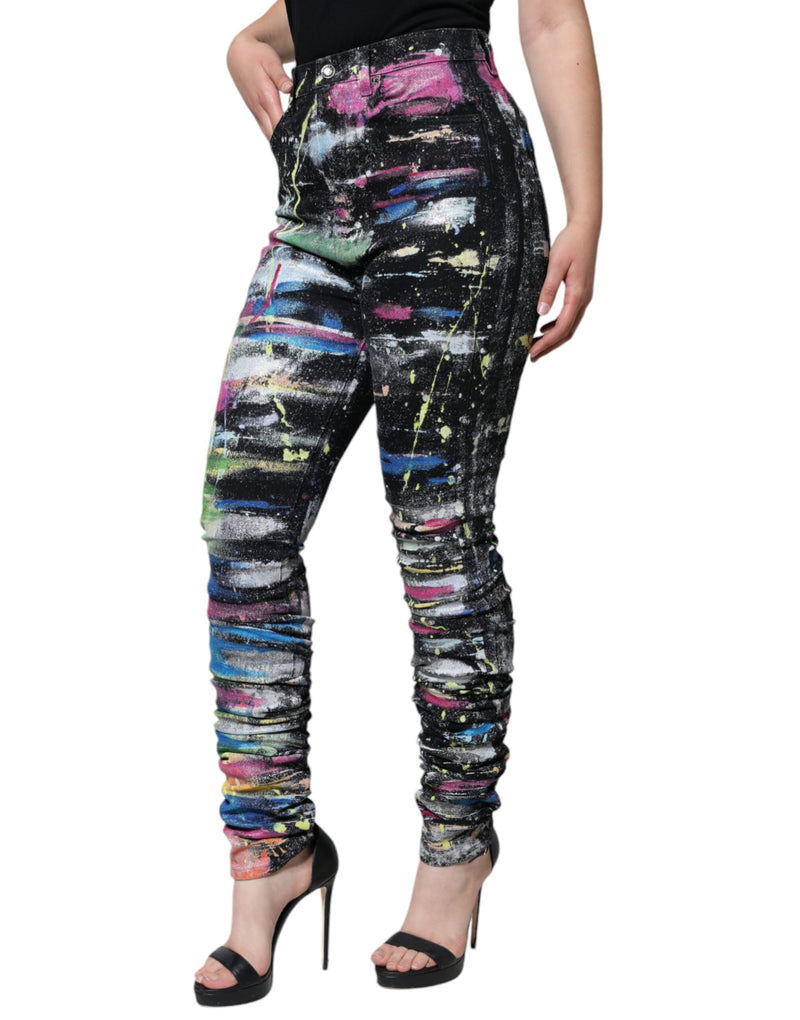 Multicolor Splatter Paint Cotton Skinny Denim Jeans Dolce & Gabbana