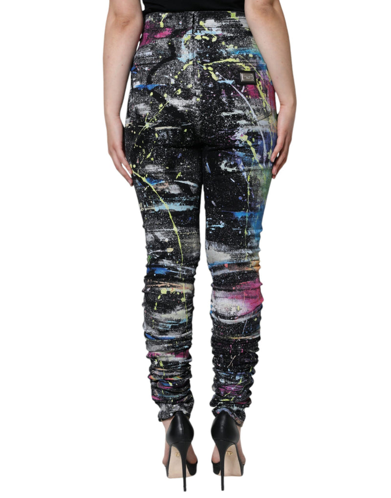 Multicolor Splatter Paint Cotton Skinny Denim Jeans Dolce & Gabbana