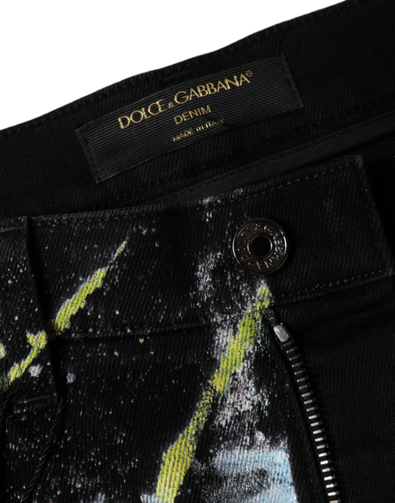 Multicolor Splatter Paint Cotton Skinny Denim Jeans Dolce & Gabbana