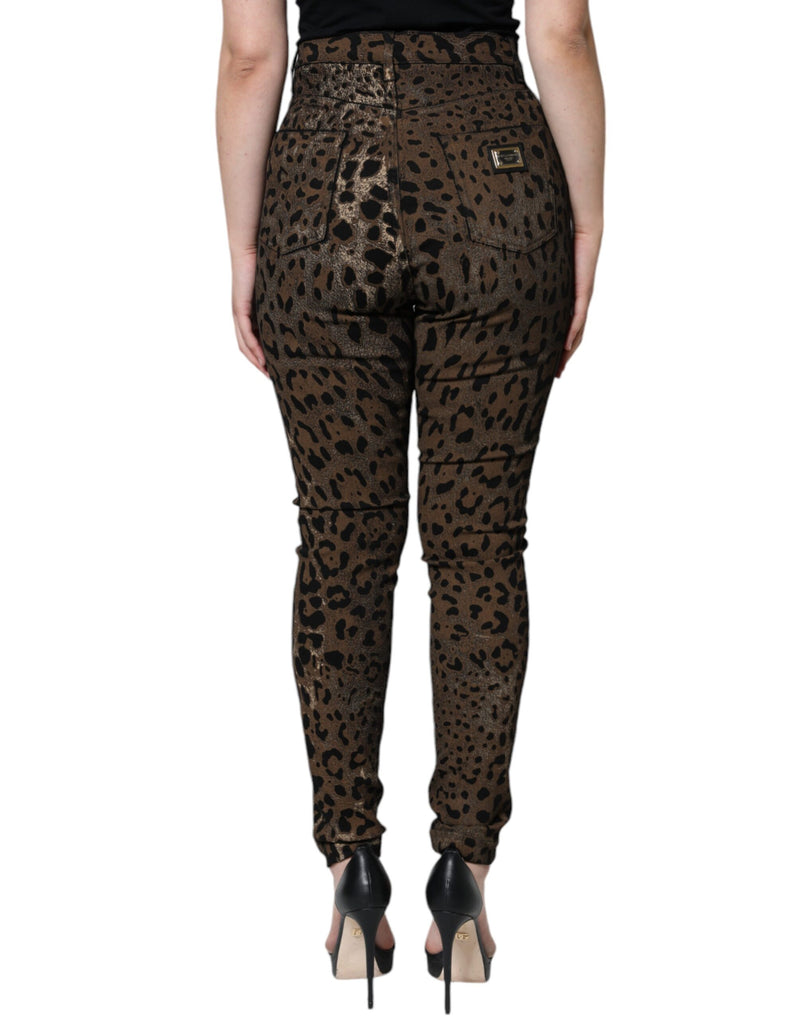 Brown Leopard Cotton Skinny Denim Jeans Dolce & Gabbana