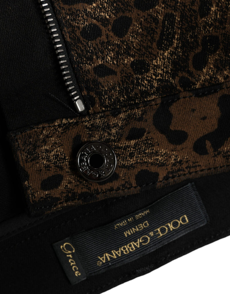 Brown Leopard Cotton Skinny Denim Jeans Dolce & Gabbana