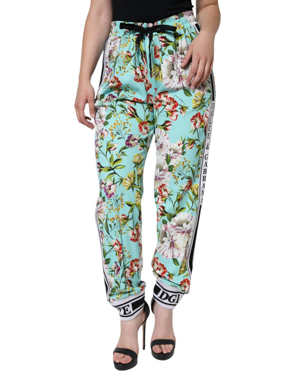 Green Floral Mid Waist Jogger Women Pants Dolce & Gabbana