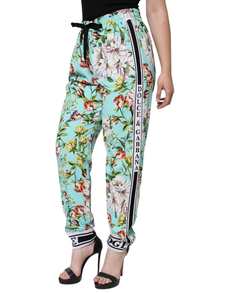 Green Floral Mid Waist Jogger Women Pants Dolce & Gabbana