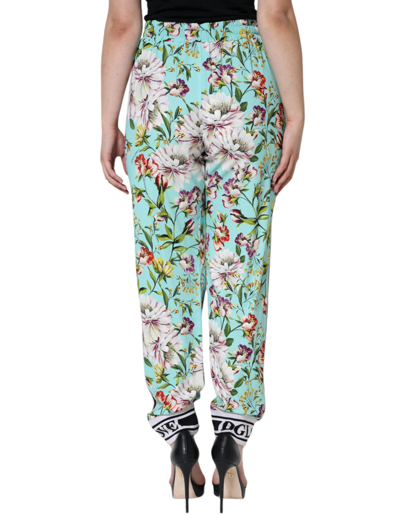 Green Floral Mid Waist Jogger Women Pants Dolce & Gabbana