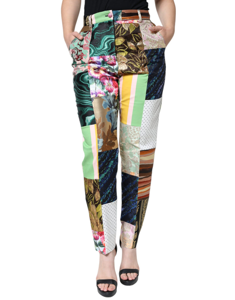 Multicolor Patchwork Jacquard High Waist Pants Dolce & Gabbana