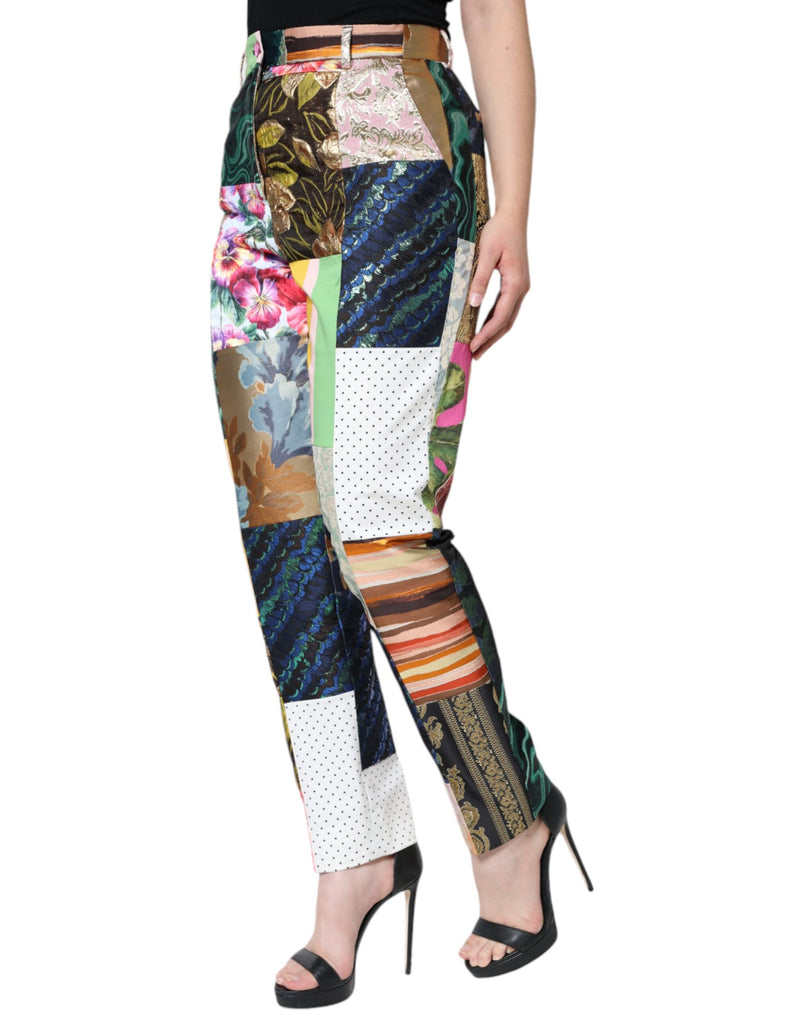 Multicolor Patchwork Jacquard High Waist Pants Dolce & Gabbana