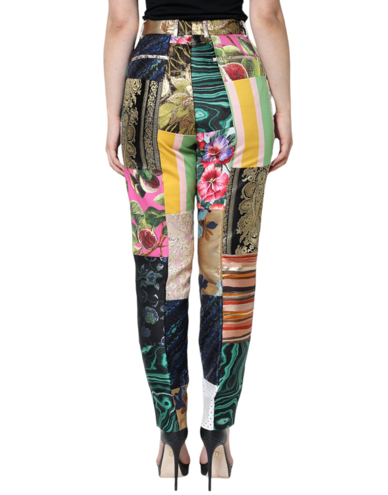 Multicolor Patchwork Jacquard High Waist Pants Dolce & Gabbana