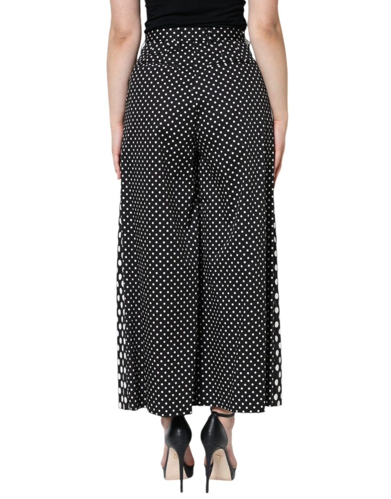 Black Patchwork High Waist Wide Leg Pants Dolce & Gabbana