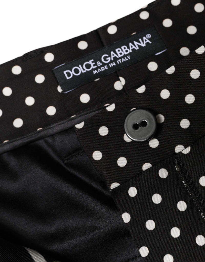 Black Patchwork High Waist Wide Leg Pants Dolce & Gabbana