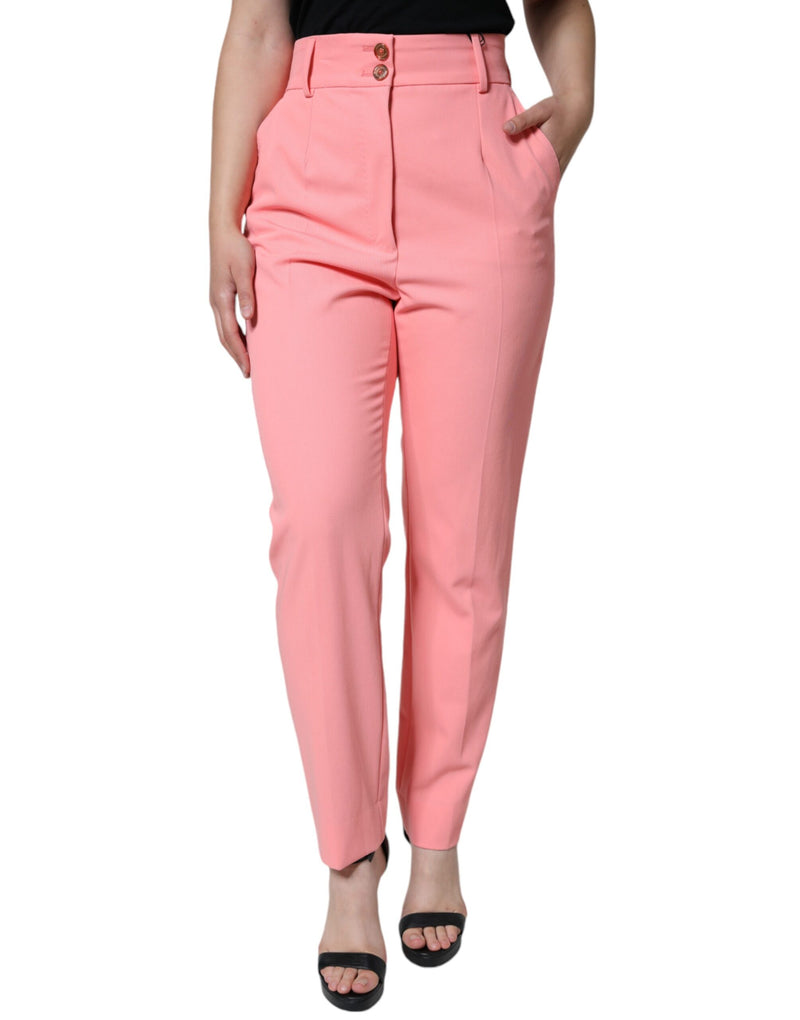 Rose Pink Polyester High Waist Tapered Pants Dolce & Gabbana