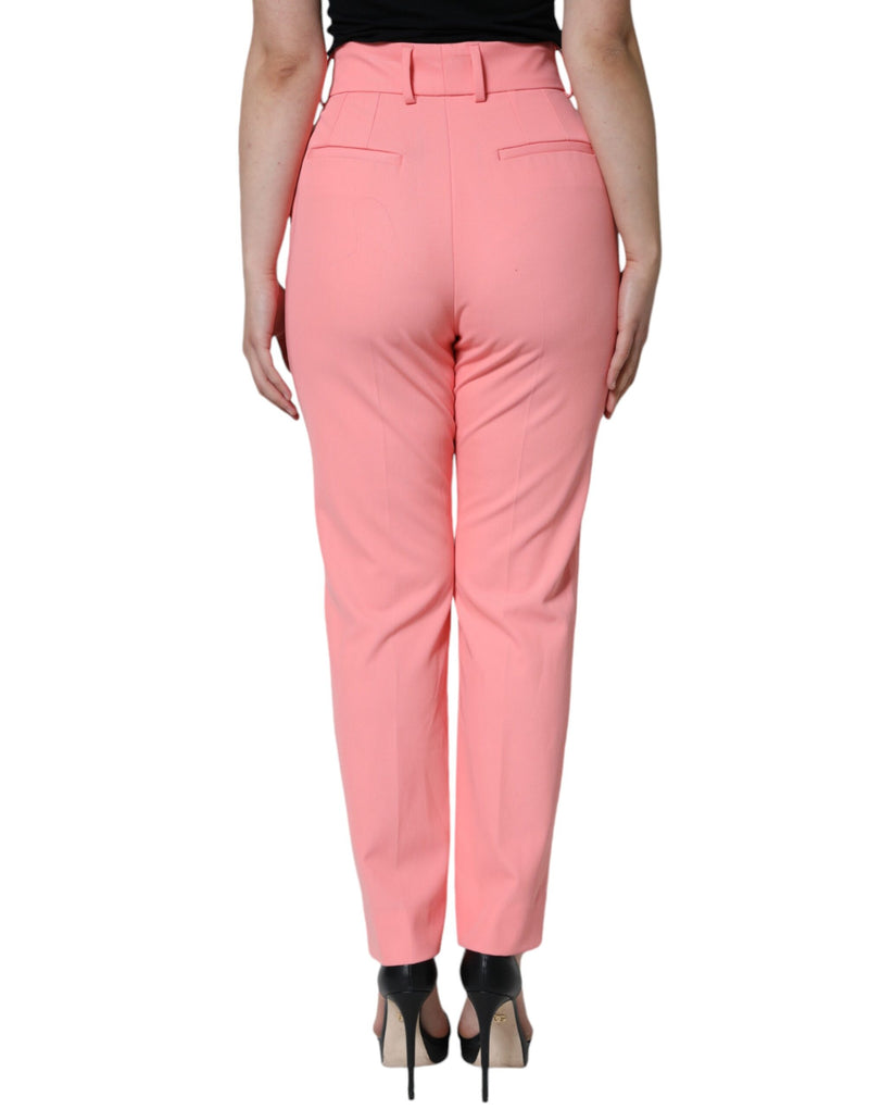 Rose Pink Polyester High Waist Tapered Pants Dolce & Gabbana