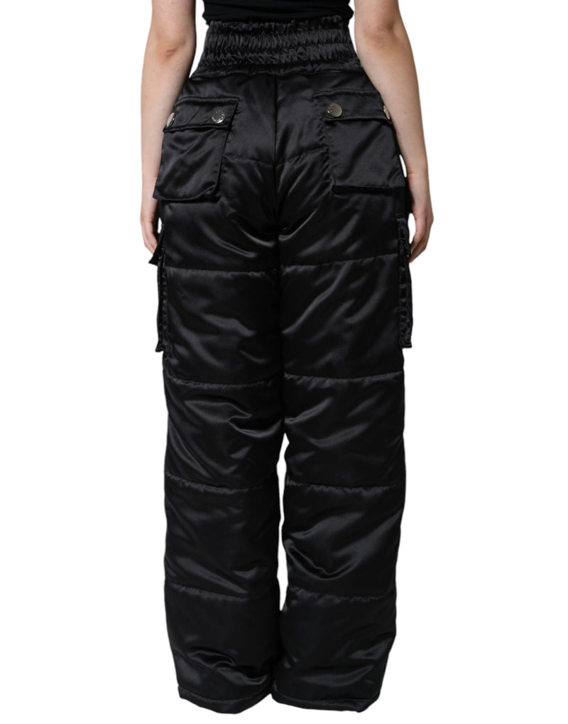 Black Quilted High Waist Women Boot Cut Pants Dolce & Gabbana