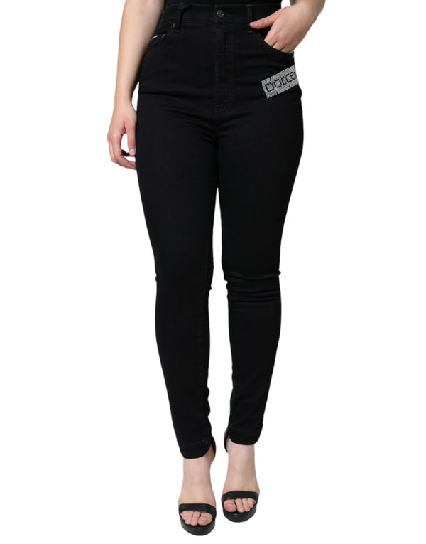 Black Logo Mid Waist Skinny Denim Jeans Dolce & Gabbana